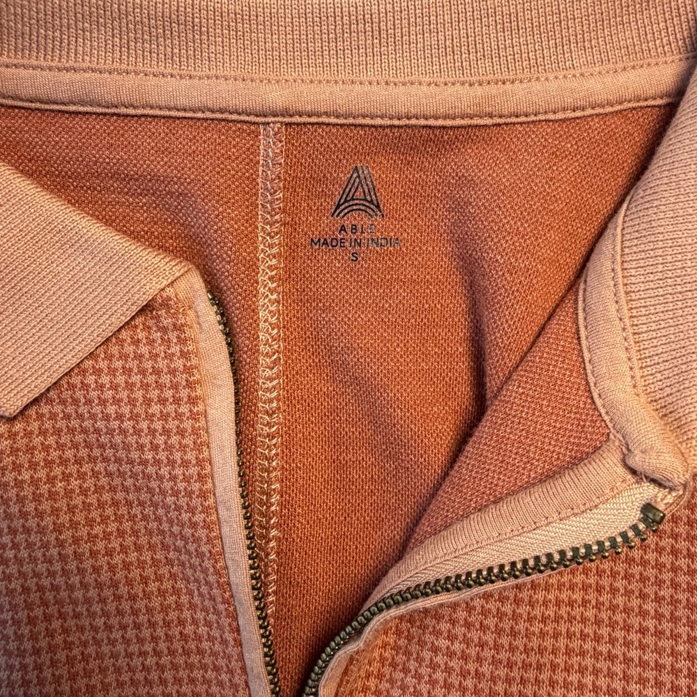 ABLE Jules Tennis Dress Baked Clay Quarter Zip Polo Cotton Jacquard Small - Picture 6 of 10